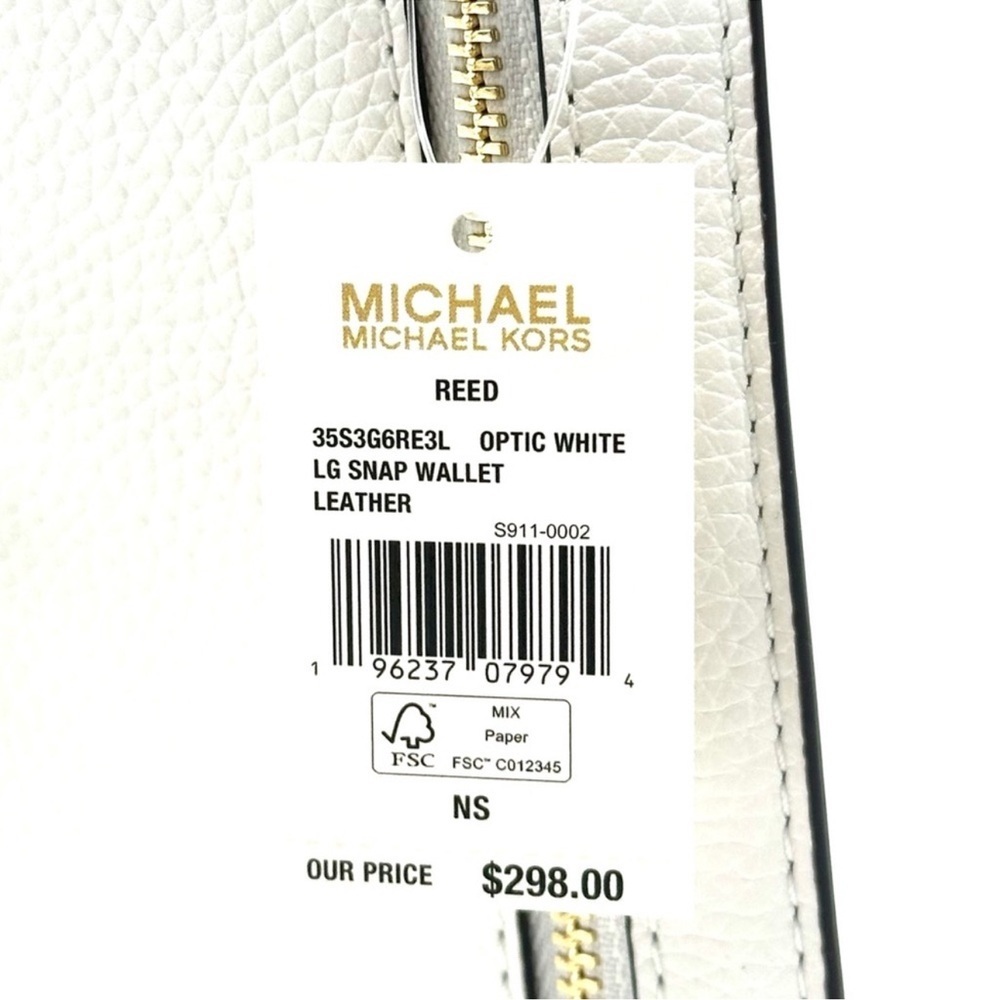 Michael Kors Reed Large Snap Bifold Wallet Optic White - Picture 9 of 9